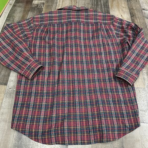 Vintage Pendleton 100% Pure Virgin Wool Shirt Flannel Plaid Mens L Button Up - Picture 11 of 16